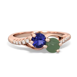 Lab Sapphire Infinity Pave Two Stone 14K Rose Gold ring R5285