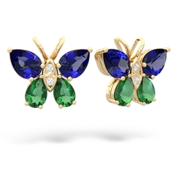 Lab Sapphire Butterfly 14K Yellow Gold earrings E2215