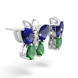 Lab Sapphire Butterfly 14K White Gold earrings E2215