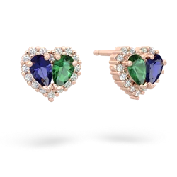 Lab Sapphire Halo 14K Rose Gold earrings E7008