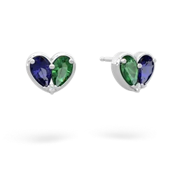 Lab Sapphire 'Our Heart' 14K White Gold earrings E5072