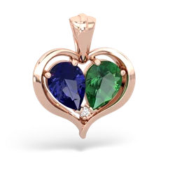 Lab Sapphire Two Become One 14K Rose Gold pendant P5330