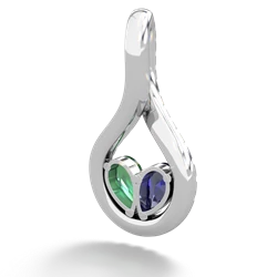 Lab Sapphire Pave Twist 'One Heart' 14K White Gold pendant P5360