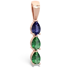 Lab Sapphire Dew Drops 14K Rose Gold pendant P2251