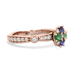 Lab Sapphire Sparkling Tiara Cluster 14K Rose Gold ring R26293RD