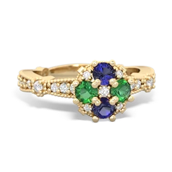 Lab Sapphire Sparkling Tiara Cluster 14K Yellow Gold ring R26293RD