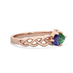 Lab Sapphire Heart To Heart Braid 14K Rose Gold ring R5870