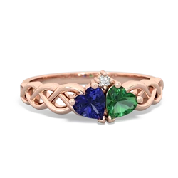 Lab Sapphire Heart To Heart Braid 14K Rose Gold ring R5870