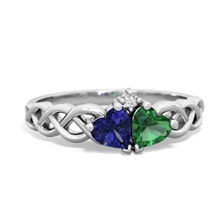 Lab Sapphire Heart To Heart Braid 14K White Gold ring R5870