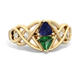Lab Sapphire Keepsake Celtic Knot 14K Yellow Gold ring R5300