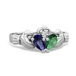 Lab Sapphire 'Our Heart' Claddagh 14K White Gold ring R2388