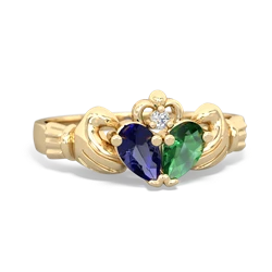 Lab Sapphire 'Our Heart' Claddagh 14K Yellow Gold ring R2388