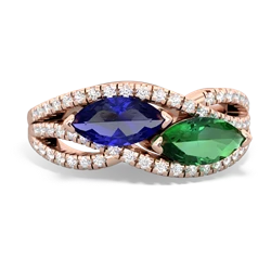 Lab Sapphire Diamond Rivers 14K Rose Gold ring R3070