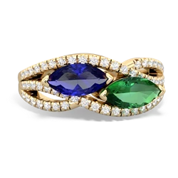 Lab Sapphire Diamond Rivers 14K Yellow Gold ring R3070