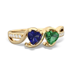 Lab Sapphire Side By Side 14K Yellow Gold ring R3090