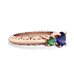 Lab Sapphire Art Deco Eternal Embrace Engagement 14K Rose Gold ring C2003