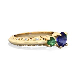 Lab Sapphire Art Deco Eternal Embrace Engagement 14K Yellow Gold ring C2003