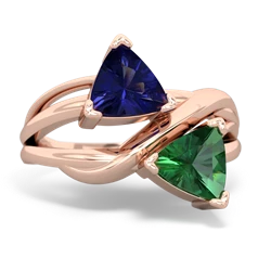 Lab Sapphire Split Band Swirl 14K Rose Gold ring R2341