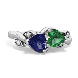 Lab Sapphire Floral Elegance 14K White Gold ring R5790