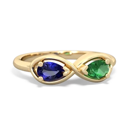 Lab Sapphire Infinity 14K Yellow Gold ring R5050