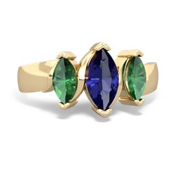 Lab Sapphire Three Peeks 14K Yellow Gold ring R2433