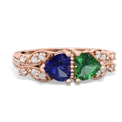 Lab Sapphire Diamond Butterflies 14K Rose Gold ring R5601