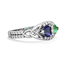 Lab Sapphire Sparkling Celtic Knot 14K White Gold ring R2645