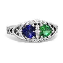 Lab Sapphire Sparkling Celtic Knot 14K White Gold ring R2645