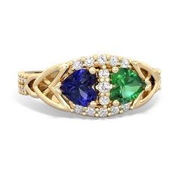 Lab Sapphire Sparkling Celtic Knot 14K Yellow Gold ring R2645