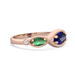 Lab Sapphire Milgrain Marquise 14K Rose Gold ring R5700