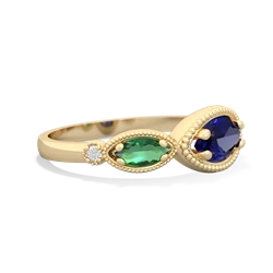 Lab Sapphire Milgrain Marquise 14K Yellow Gold ring R5700