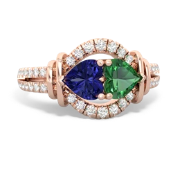 Lab Sapphire Art-Deco Keepsake 14K Rose Gold ring R5630