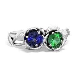 Lab Sapphire Rose Garden 14K White Gold ring R5510