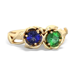 Lab Sapphire Rose Garden 14K Yellow Gold ring R5510