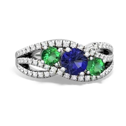 Lab Sapphire Three Stone Aurora 14K White Gold ring R3080