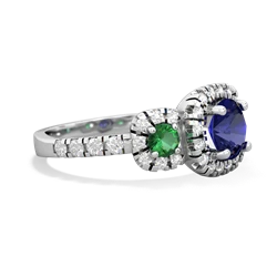 Lab Sapphire Regal Halo 14K White Gold ring R5350