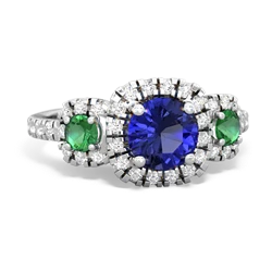 Lab Sapphire Regal Halo 14K White Gold ring R5350