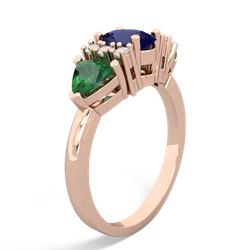 Lab Sapphire Antique Style Three Stone 14K Rose Gold ring R2186