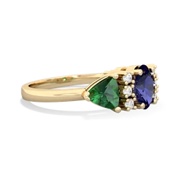 Lab Sapphire Antique Style Three Stone 14K Yellow Gold ring R2186