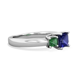 Lab Sapphire Three Stone Trellis 14K White Gold ring R4015