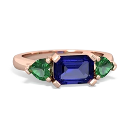 Lab Sapphire Three Stone 14K Rose Gold ring R5235