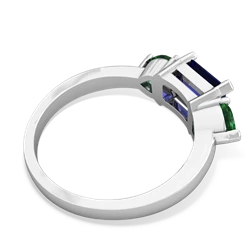 Lab Sapphire Three Stone 14K White Gold ring R5235