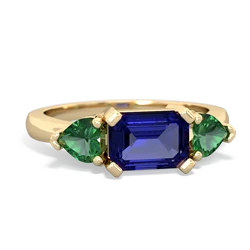 Lab Sapphire Three Stone 14K Yellow Gold ring R5235