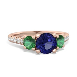 Lab Sapphire Pave Trellis 14K Rose Gold ring R5500