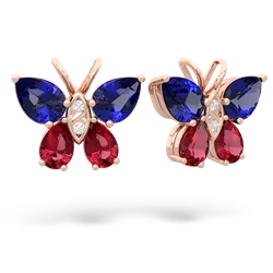 Lab Sapphire Butterfly 14K Rose Gold earrings E2215