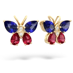 Lab Sapphire Butterfly 14K Yellow Gold earrings E2215