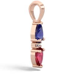 Lab Sapphire Bowtie Drop 14K Rose Gold pendant P0865