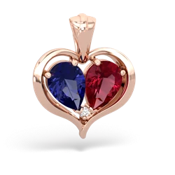 Lab Sapphire Two Become One 14K Rose Gold pendant P5330