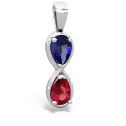 Lab Sapphire Infinity 14K White Gold pendant P5050