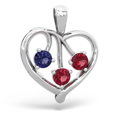 Lab Sapphire Glowing Heart 14K White Gold pendant P2233